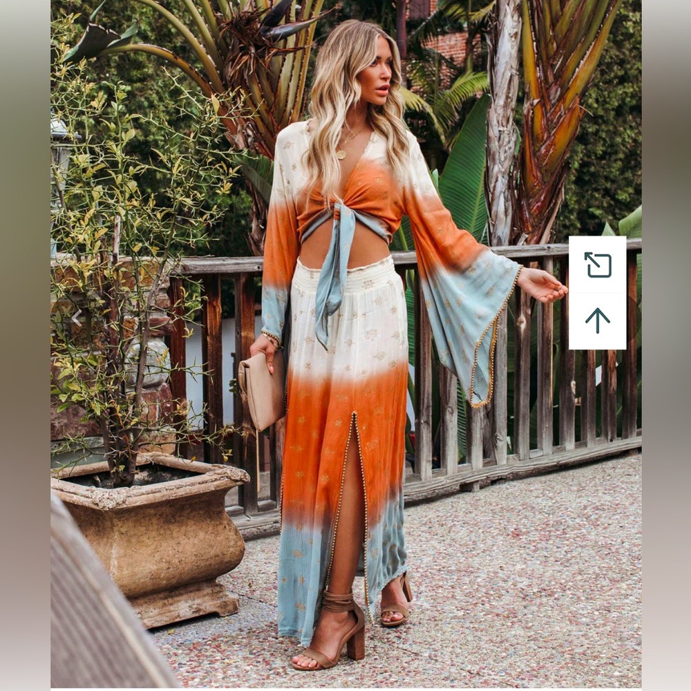 Boheme ombré beaded crop top and maxi skirt